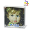 Acrylic Square Photo Frame Block W/ Water & Glitters